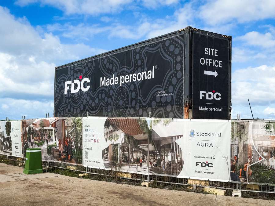 Bespoke site signage created featuring FDC’s RAP artwork by Saltwater Dreamtime.